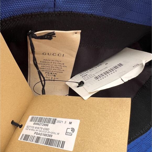 GUCCI Econyl Nylon Monogram Off The Grid Will Bucket Hat Orient Blue Black, M - Picture 10 of 16